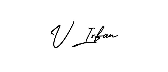 Design your own signature with our free online signature maker. With this signature software, you can create a handwritten (AmerikaSignatureDemo-Regular) signature for name V Irfan. V Irfan signature style 3 images and pictures png