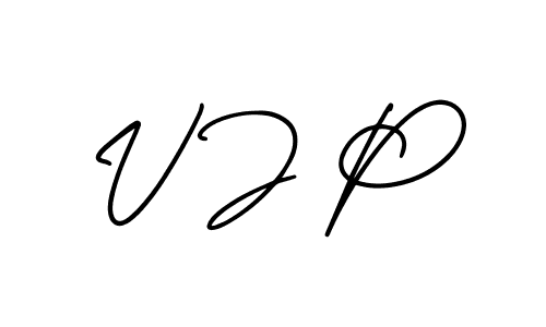 Design your own signature with our free online signature maker. With this signature software, you can create a handwritten (AmerikaSignatureDemo-Regular) signature for name V J P. V J P signature style 3 images and pictures png
