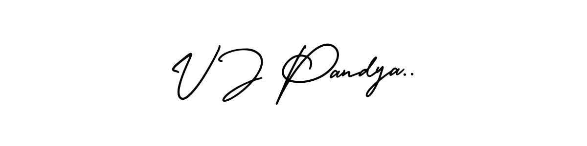 if you are searching for the best signature style for your name V J Pandya... so please give up your signature search. here we have designed multiple signature styles  using AmerikaSignatureDemo-Regular. V J Pandya.. signature style 3 images and pictures png