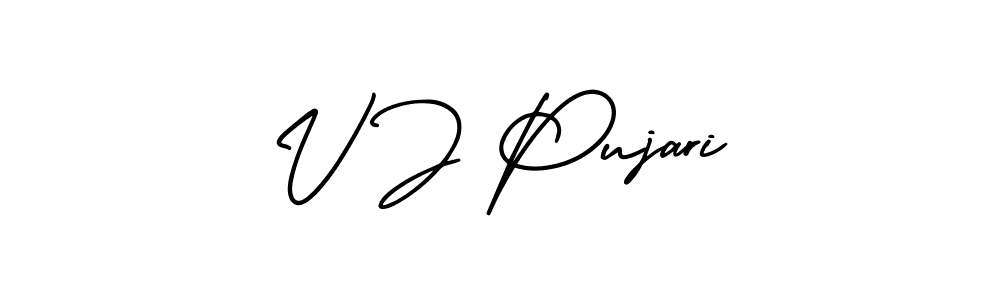 The best way (AmerikaSignatureDemo-Regular) to make a short signature is to pick only two or three words in your name. The name V J Pujari include a total of six letters. For converting this name. V J Pujari signature style 3 images and pictures png