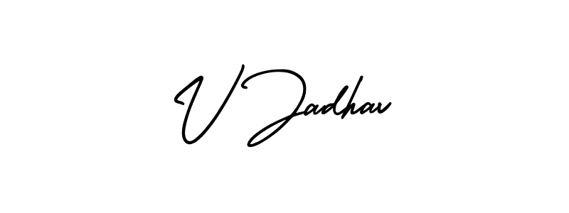 Also we have V Jadhav name is the best signature style. Create professional handwritten signature collection using AmerikaSignatureDemo-Regular autograph style. V Jadhav signature style 3 images and pictures png
