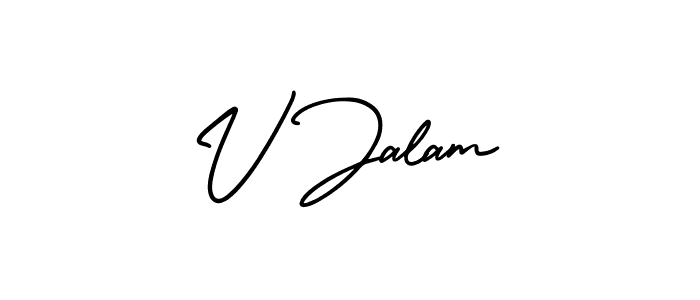 Design your own signature with our free online signature maker. With this signature software, you can create a handwritten (AmerikaSignatureDemo-Regular) signature for name V Jalam. V Jalam signature style 3 images and pictures png