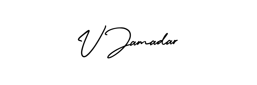 Use a signature maker to create a handwritten signature online. With this signature software, you can design (AmerikaSignatureDemo-Regular) your own signature for name V Jamadar. V Jamadar signature style 3 images and pictures png