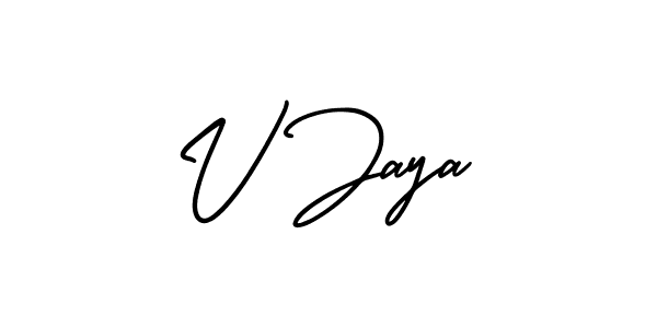 if you are searching for the best signature style for your name V Jaya. so please give up your signature search. here we have designed multiple signature styles  using AmerikaSignatureDemo-Regular. V Jaya signature style 3 images and pictures png