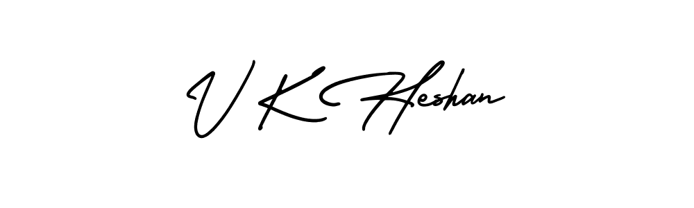 AmerikaSignatureDemo-Regular is a professional signature style that is perfect for those who want to add a touch of class to their signature. It is also a great choice for those who want to make their signature more unique. Get V K Heshan name to fancy signature for free. V K Heshan signature style 3 images and pictures png