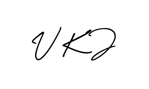 This is the best signature style for the V K J name. Also you like these signature font (AmerikaSignatureDemo-Regular). Mix name signature. V K J signature style 3 images and pictures png