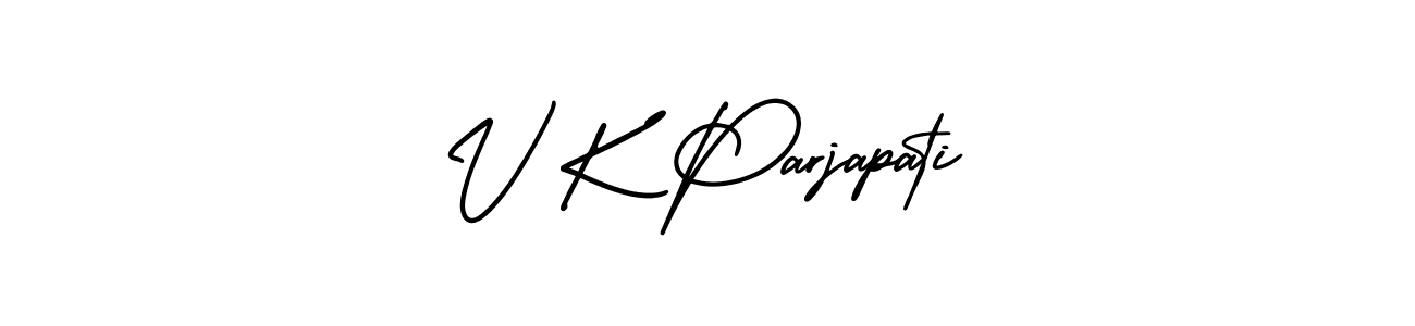 You should practise on your own different ways (AmerikaSignatureDemo-Regular) to write your name (V K Parjapati) in signature. don't let someone else do it for you. V K Parjapati signature style 3 images and pictures png