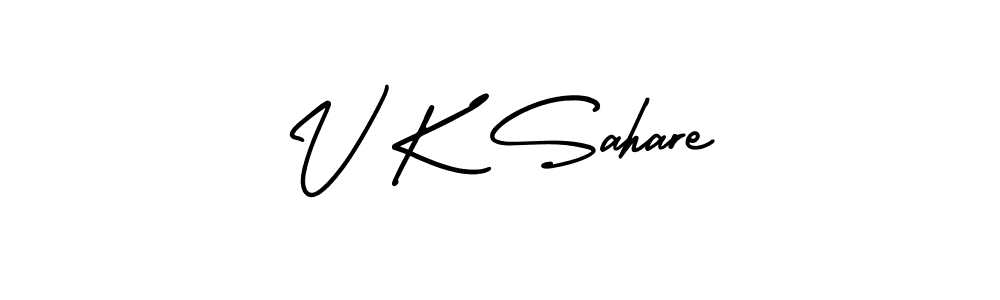 How to make V K Sahare name signature. Use AmerikaSignatureDemo-Regular style for creating short signs online. This is the latest handwritten sign. V K Sahare signature style 3 images and pictures png