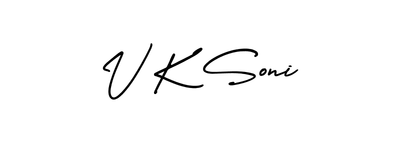 How to make V K Soni signature? AmerikaSignatureDemo-Regular is a professional autograph style. Create handwritten signature for V K Soni name. V K Soni signature style 3 images and pictures png