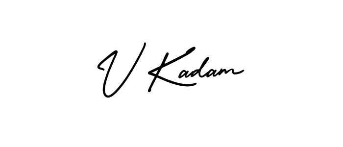 Similarly AmerikaSignatureDemo-Regular is the best handwritten signature design. Signature creator online .You can use it as an online autograph creator for name V Kadam. V Kadam signature style 3 images and pictures png