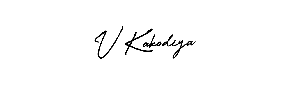 Make a beautiful signature design for name V Kakodiya. With this signature (AmerikaSignatureDemo-Regular) style, you can create a handwritten signature for free. V Kakodiya signature style 3 images and pictures png