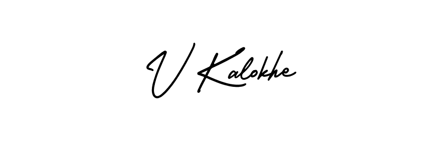 The best way (AmerikaSignatureDemo-Regular) to make a short signature is to pick only two or three words in your name. The name V Kalokhe include a total of six letters. For converting this name. V Kalokhe signature style 3 images and pictures png