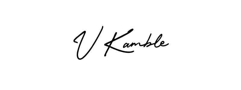 How to make V Kamble name signature. Use AmerikaSignatureDemo-Regular style for creating short signs online. This is the latest handwritten sign. V Kamble signature style 3 images and pictures png
