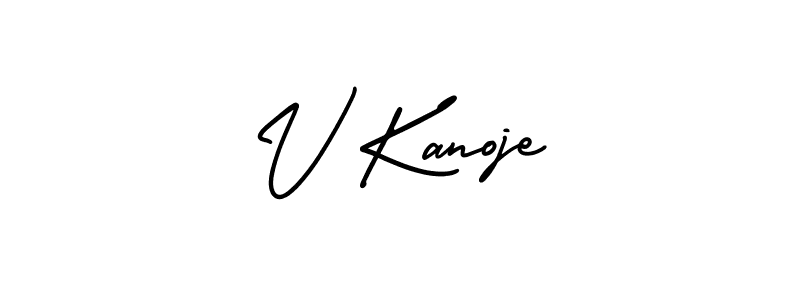 Use a signature maker to create a handwritten signature online. With this signature software, you can design (AmerikaSignatureDemo-Regular) your own signature for name V Kanoje. V Kanoje signature style 3 images and pictures png