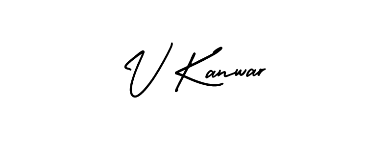 You should practise on your own different ways (AmerikaSignatureDemo-Regular) to write your name (V Kanwar) in signature. don't let someone else do it for you. V Kanwar signature style 3 images and pictures png