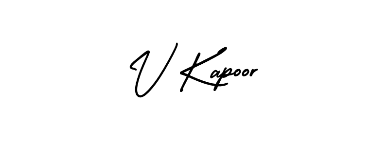 V Kapoor stylish signature style. Best Handwritten Sign (AmerikaSignatureDemo-Regular) for my name. Handwritten Signature Collection Ideas for my name V Kapoor. V Kapoor signature style 3 images and pictures png