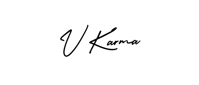 Make a beautiful signature design for name V Karma. With this signature (AmerikaSignatureDemo-Regular) style, you can create a handwritten signature for free. V Karma signature style 3 images and pictures png