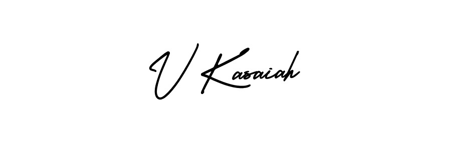 The best way (AmerikaSignatureDemo-Regular) to make a short signature is to pick only two or three words in your name. The name V Kasaiah include a total of six letters. For converting this name. V Kasaiah signature style 3 images and pictures png