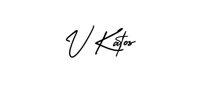 Make a beautiful signature design for name V Katos. With this signature (AmerikaSignatureDemo-Regular) style, you can create a handwritten signature for free. V Katos signature style 3 images and pictures png