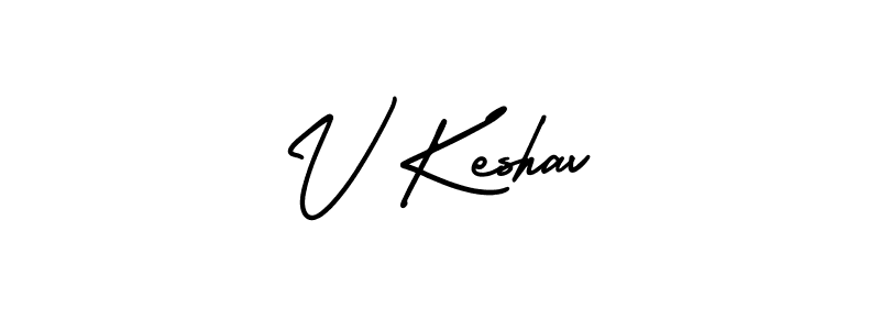 You should practise on your own different ways (AmerikaSignatureDemo-Regular) to write your name (V Keshav) in signature. don't let someone else do it for you. V Keshav signature style 3 images and pictures png