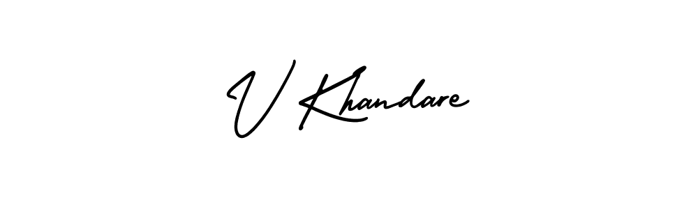 You should practise on your own different ways (AmerikaSignatureDemo-Regular) to write your name (V Khandare) in signature. don't let someone else do it for you. V Khandare signature style 3 images and pictures png