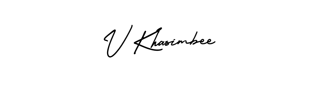 Also You can easily find your signature by using the search form. We will create V Khasimbee name handwritten signature images for you free of cost using AmerikaSignatureDemo-Regular sign style. V Khasimbee signature style 3 images and pictures png