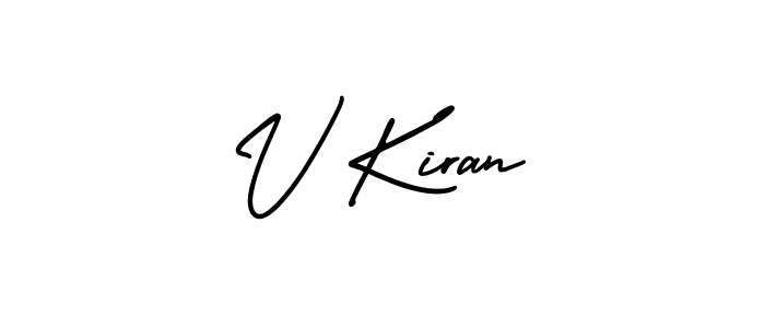 How to make V Kiran name signature. Use AmerikaSignatureDemo-Regular style for creating short signs online. This is the latest handwritten sign. V Kiran signature style 3 images and pictures png