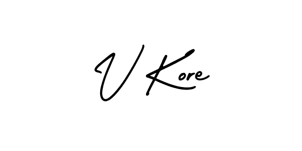 You should practise on your own different ways (AmerikaSignatureDemo-Regular) to write your name (V Kore) in signature. don't let someone else do it for you. V Kore signature style 3 images and pictures png