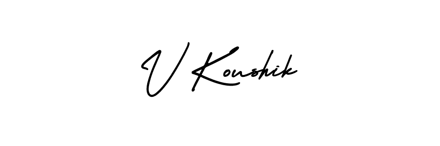 It looks lik you need a new signature style for name V Koushik. Design unique handwritten (AmerikaSignatureDemo-Regular) signature with our free signature maker in just a few clicks. V Koushik signature style 3 images and pictures png