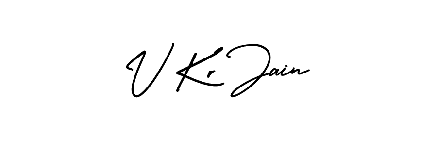 Use a signature maker to create a handwritten signature online. With this signature software, you can design (AmerikaSignatureDemo-Regular) your own signature for name V Kr Jain. V Kr Jain signature style 3 images and pictures png