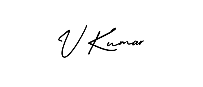 You should practise on your own different ways (AmerikaSignatureDemo-Regular) to write your name (V Kumar) in signature. don't let someone else do it for you. V Kumar signature style 3 images and pictures png