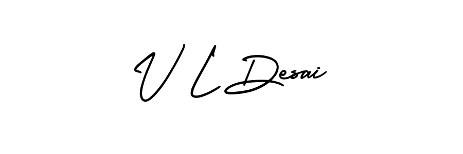 The best way (AmerikaSignatureDemo-Regular) to make a short signature is to pick only two or three words in your name. The name V L Desai include a total of six letters. For converting this name. V L Desai signature style 3 images and pictures png