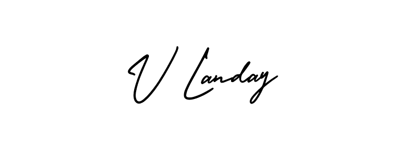 You should practise on your own different ways (AmerikaSignatureDemo-Regular) to write your name (V Landay) in signature. don't let someone else do it for you. V Landay signature style 3 images and pictures png