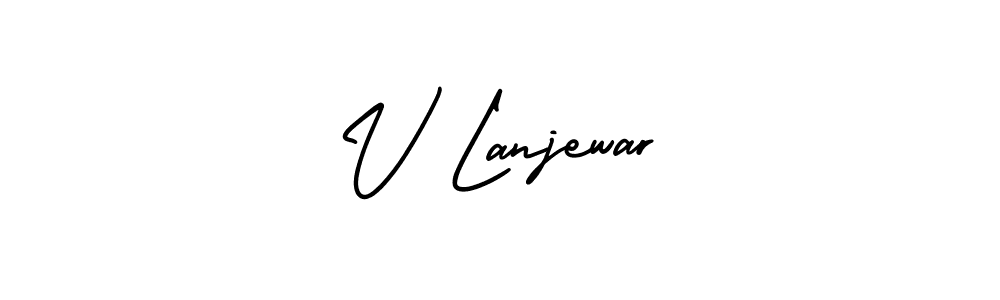 AmerikaSignatureDemo-Regular is a professional signature style that is perfect for those who want to add a touch of class to their signature. It is also a great choice for those who want to make their signature more unique. Get V Lanjewar name to fancy signature for free. V Lanjewar signature style 3 images and pictures png