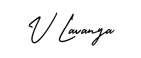 The AmerikaSignatureDemo-Regular typeface gives name V Lavanya a refined look. Suitable for certificates, diplomas, and official verification. V Lavanya signature style 3 images and pictures png