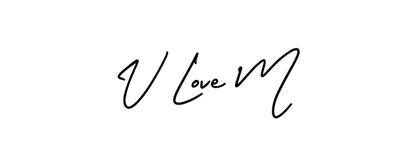 if you are searching for the best signature style for your name V Love M. so please give up your signature search. here we have designed multiple signature styles  using AmerikaSignatureDemo-Regular. V Love M signature style 3 images and pictures png