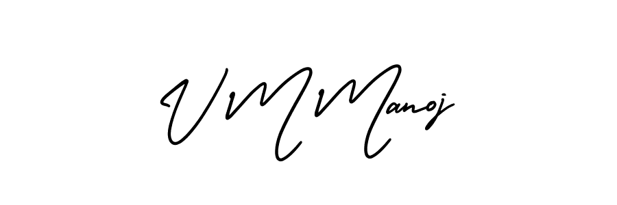 if you are searching for the best signature style for your name V M Manoj. so please give up your signature search. here we have designed multiple signature styles  using AmerikaSignatureDemo-Regular. V M Manoj signature style 3 images and pictures png