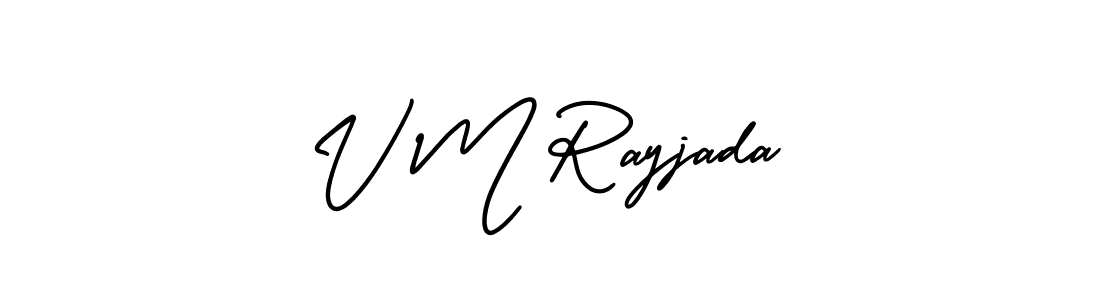 It looks lik you need a new signature style for name V M Rayjada. Design unique handwritten (AmerikaSignatureDemo-Regular) signature with our free signature maker in just a few clicks. V M Rayjada signature style 3 images and pictures png