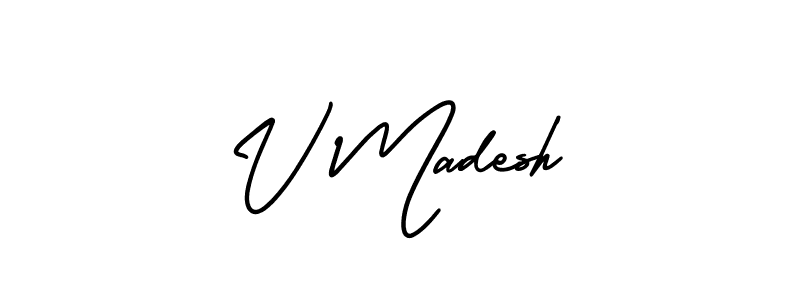 Make a beautiful signature design for name V Madesh. With this signature (AmerikaSignatureDemo-Regular) style, you can create a handwritten signature for free. V Madesh signature style 3 images and pictures png