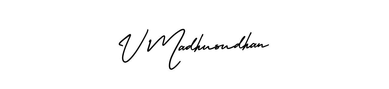 if you are searching for the best signature style for your name V Madhusudhan. so please give up your signature search. here we have designed multiple signature styles  using AmerikaSignatureDemo-Regular. V Madhusudhan signature style 3 images and pictures png
