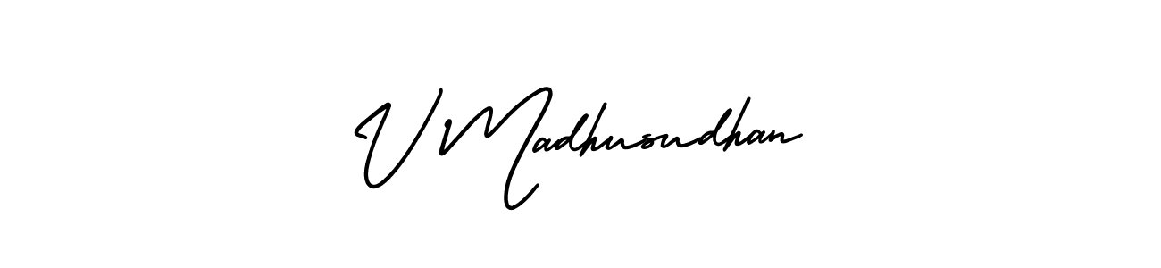 This is the best signature style for the V Madhusudhan name. Also you like these signature font (AmerikaSignatureDemo-Regular). Mix name signature. V Madhusudhan signature style 3 images and pictures png