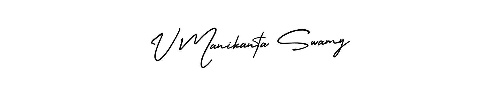 AmerikaSignatureDemo-Regular is a professional signature style that is perfect for those who want to add a touch of class to their signature. It is also a great choice for those who want to make their signature more unique. Get V Manikanta Swamy name to fancy signature for free. V Manikanta Swamy signature style 3 images and pictures png