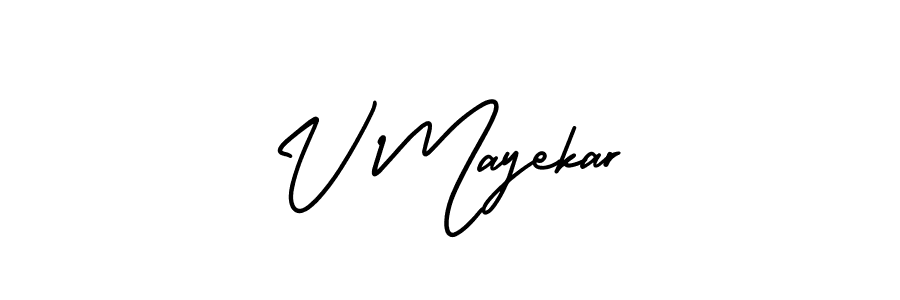 Create a beautiful signature design for name V Mayekar. With this signature (AmerikaSignatureDemo-Regular) fonts, you can make a handwritten signature for free. V Mayekar signature style 3 images and pictures png
