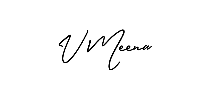 The best way (AmerikaSignatureDemo-Regular) to make a short signature is to pick only two or three words in your name. The name V Meena include a total of six letters. For converting this name. V Meena signature style 3 images and pictures png