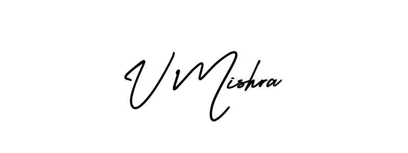 The best way (AmerikaSignatureDemo-Regular) to make a short signature is to pick only two or three words in your name. The name V Mishra include a total of six letters. For converting this name. V Mishra signature style 3 images and pictures png