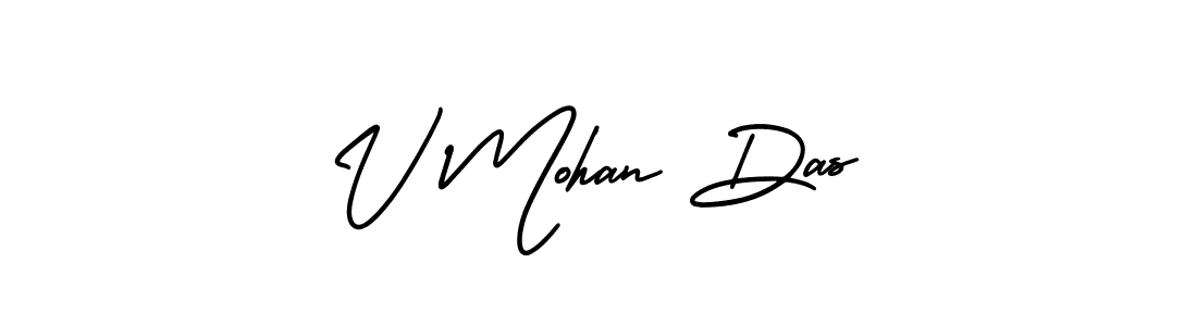 How to make V Mohan Das name signature. Use AmerikaSignatureDemo-Regular style for creating short signs online. This is the latest handwritten sign. V Mohan Das signature style 3 images and pictures png