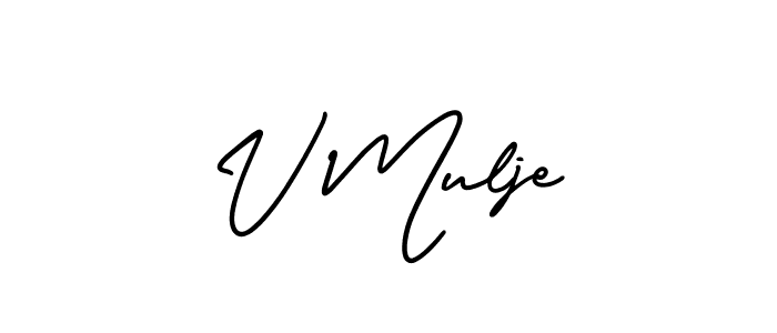 You should practise on your own different ways (AmerikaSignatureDemo-Regular) to write your name (V Mulje) in signature. don't let someone else do it for you. V Mulje signature style 3 images and pictures png