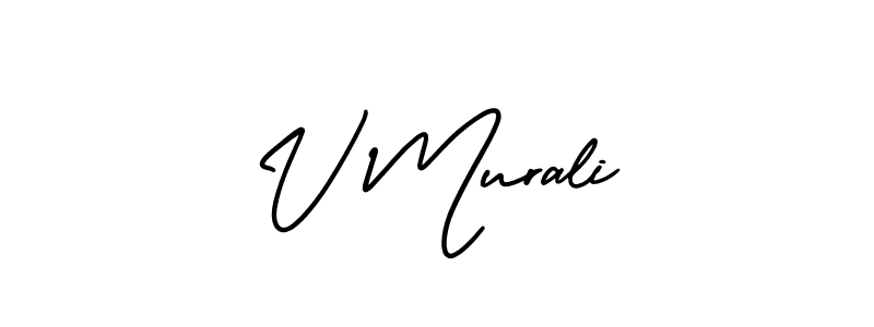 How to make V Murali name signature. Use AmerikaSignatureDemo-Regular style for creating short signs online. This is the latest handwritten sign. V Murali signature style 3 images and pictures png