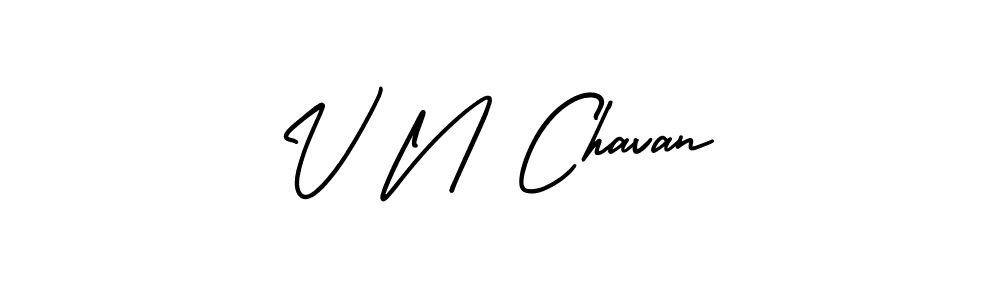 You should practise on your own different ways (AmerikaSignatureDemo-Regular) to write your name (V N Chavan) in signature. don't let someone else do it for you. V N Chavan signature style 3 images and pictures png