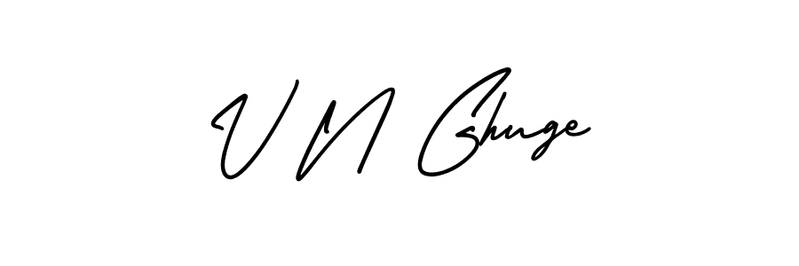 if you are searching for the best signature style for your name V N Ghuge. so please give up your signature search. here we have designed multiple signature styles  using AmerikaSignatureDemo-Regular. V N Ghuge signature style 3 images and pictures png